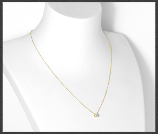 Anhänger + Kette in 585 Gelbgold, 0,57ct, VS1